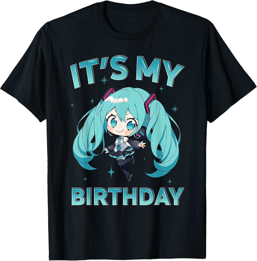 It's My Birthday Anime Girl I Love Music Anime and Manga T-Shirt