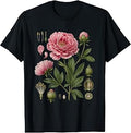 Peony Anatomy Botanical Illustration Women Flower Peony T-Shirt
