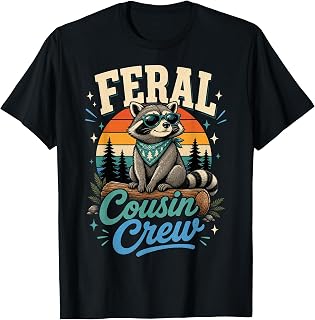 Feral Cousin Crew Raccoon Family Reunion Kids T-Shirt
