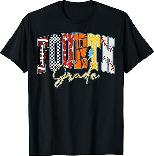 Back to School Football Baseball Basketball Fourth Grade T-Shirt