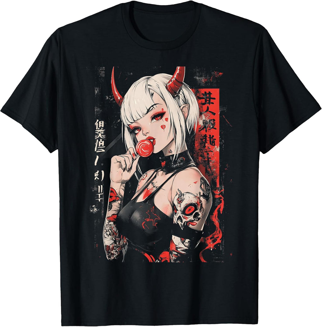 Goth Grunge Girl Waifu Demon Anime Horror Alt Aesthetic T-Shirt