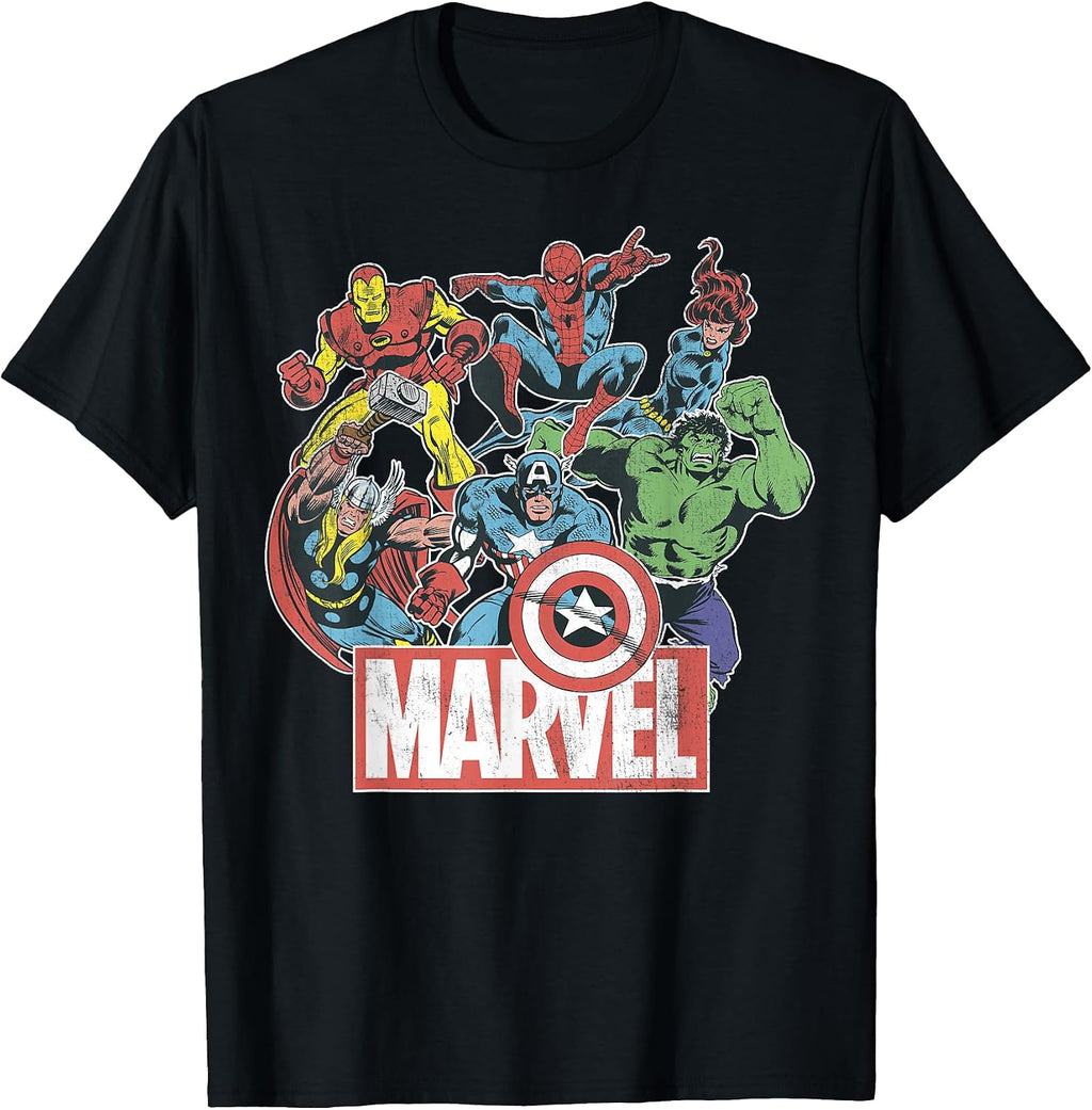 Avengers Team Retro Comic Vintage Graphic T-Shirt Small