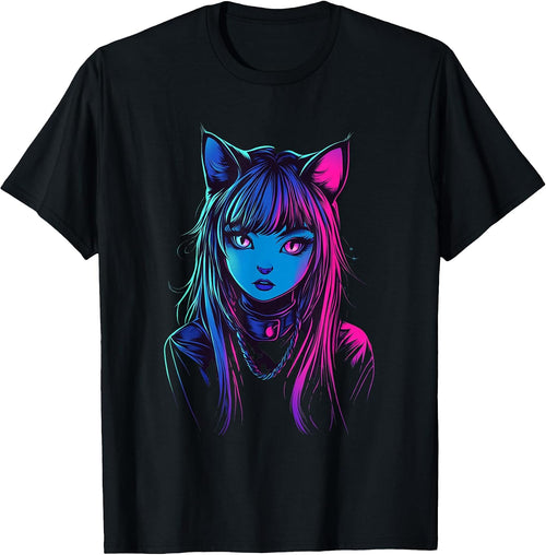 Anime Cat Girl Furry Style Art for Teens Kawaii Cosplay T-Shirt