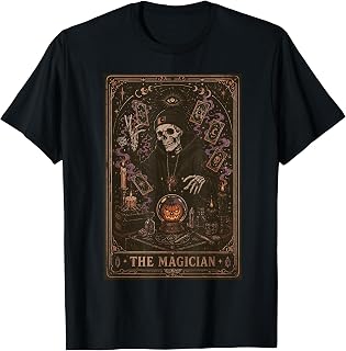 Halloween Tarot Card Magician Skeleton Pumpkin Vintage Men T-Shirt