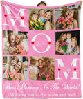 Custom Mom Photo Collage Blanket – Personalized Mama Blanket, Family Picture Quilt Throw, Grandma Gift, Baby Photo Blanket, Cozy Sherpa Fleece Throw (Mom Photo)