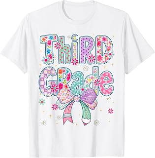 Third Grade 3rd Coquette Floral Cute First Day Teacher Girl T-Shirt