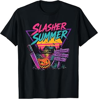 Vintage Summerween Slasher Summer Spooky Camp Halloween Cute T-Shirt