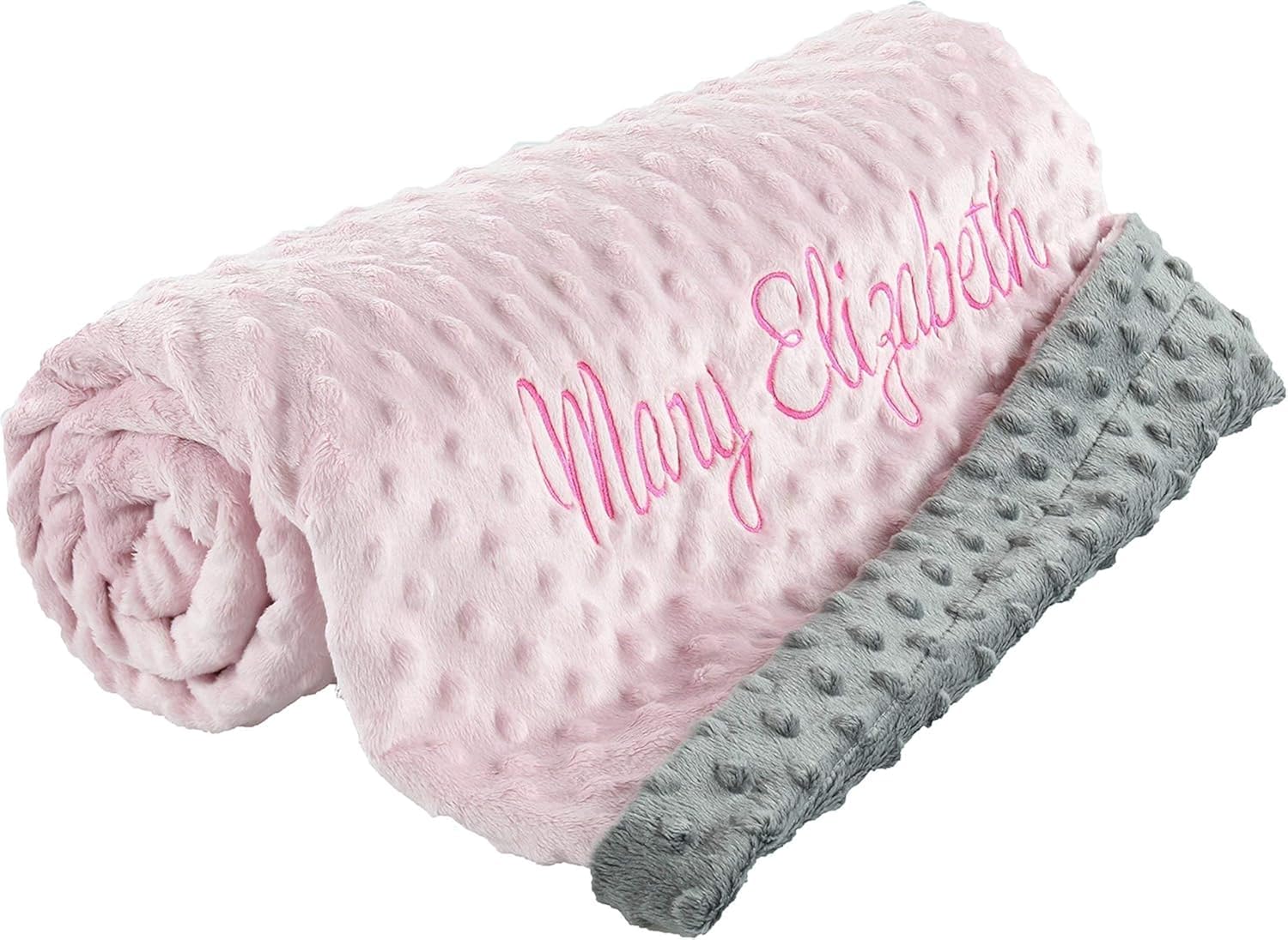 berry bebe Personalized Baby Blanket for Girls and Boys, Ships from USA Custom Baby Blankets, Personalized Gifts with Name, Plush and Cozy Pink Minky Dot, Gifts for Newborn, Newborn Essentials