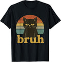 Bruh Cat Funny Sarcastic Meme Retro Kitten Humor Boys Girls T-Shirt