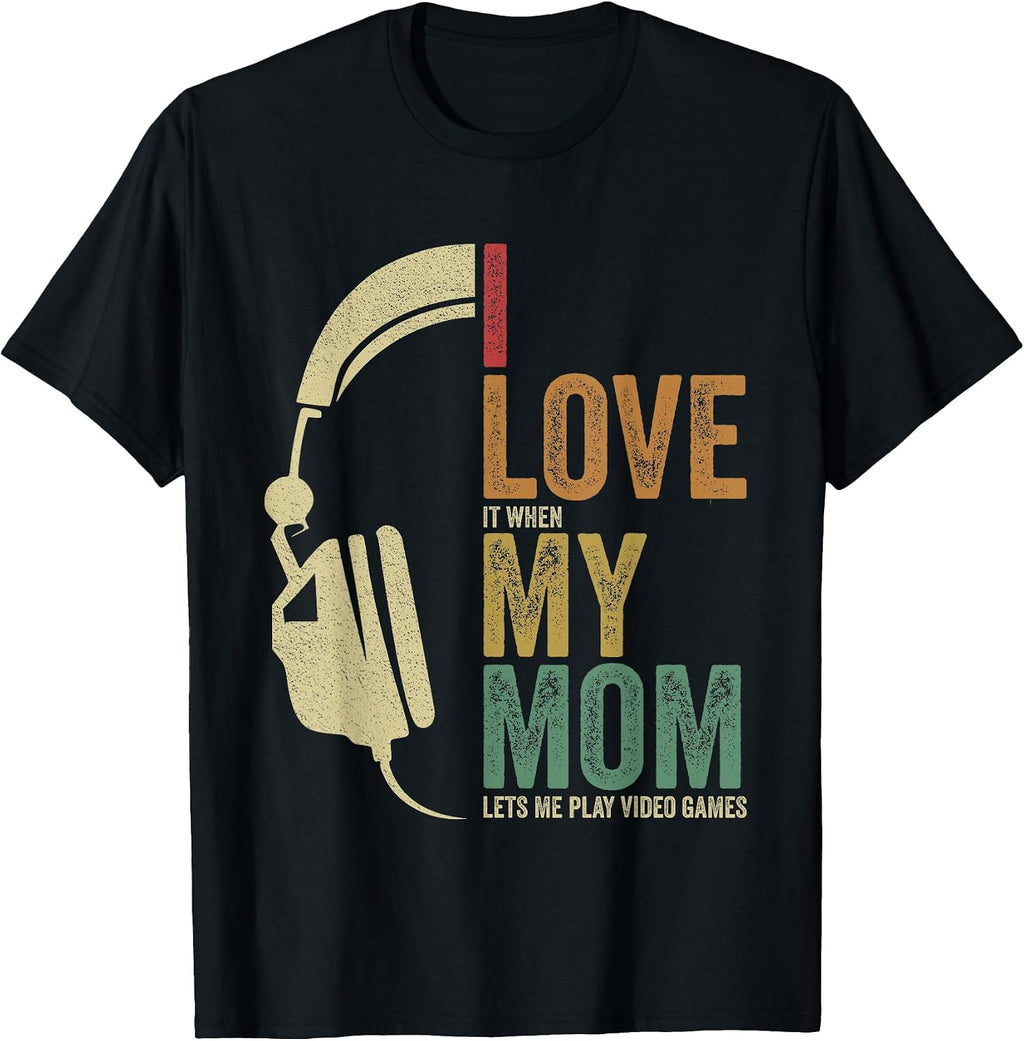 Kids Gaming I Love My Mom Video Games Boy Gaming T-Shirt