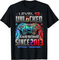 Level 13 Unlocked Awesome Since 2013 13th Birthday Gaming T-Shirt