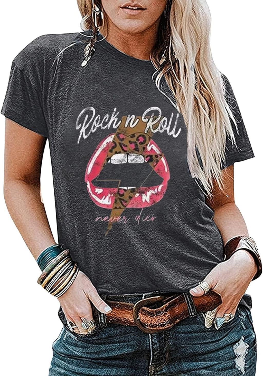 Women Rock Band T-Shirts Crew Neck Short Sleeve Country Music Graphic Tee Shirt Summer Casual Loose Tee Top