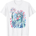 Statue of Liberty Blowing Bubble Women Patriotic 4th of July T-Shirt