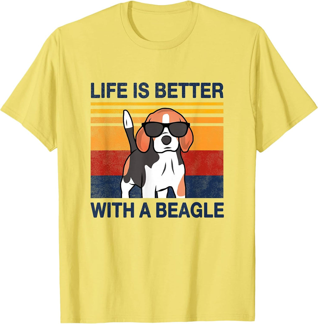 Life is better with a Beagle Vintage Dog Design Puppy Lover T-Shirt for Men Women Girls Kids