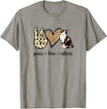 Womens Girls Art Peace Love Calico Cat Lover T-Shirt