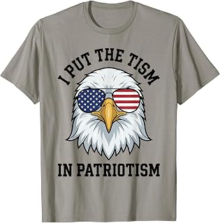 I Put The Tism in Patriotism Retro Eagle USA Flag 4th July T-Shirt