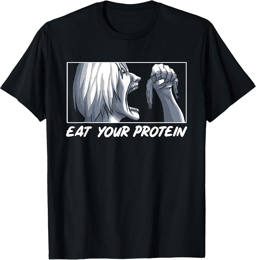Eat Your Protein Anime Gym Manga Bodybuilding Fitness Anime T-Shirt