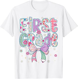 First Grade 1st Coquette Cute Floral First Day Teacher Girl T-Shirt