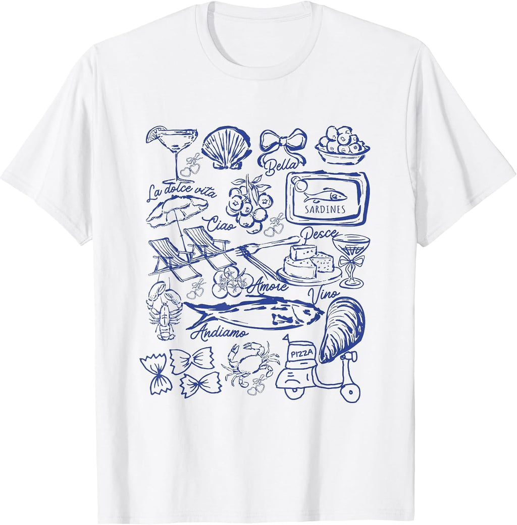 Italian Summer Clean Girl Sardines Fisherman Aesthetic T-Shirt