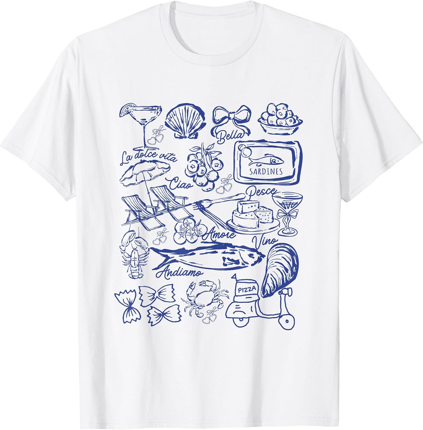 Italian Summer Clean Girl Sardines Fisherman Aesthetic T-Shirt