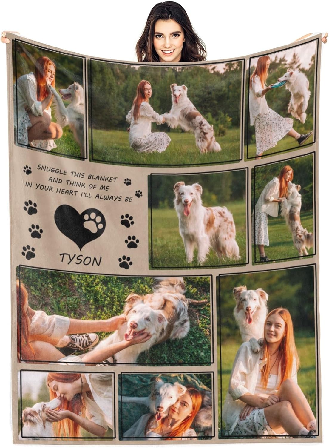 Artsadd Custom Dog Memorial Blanket - Personalized Pet Photo Blanket in Memory of Dog - Loss of Pet Remembrance Sympathy Gift for Pet Lovers Owners