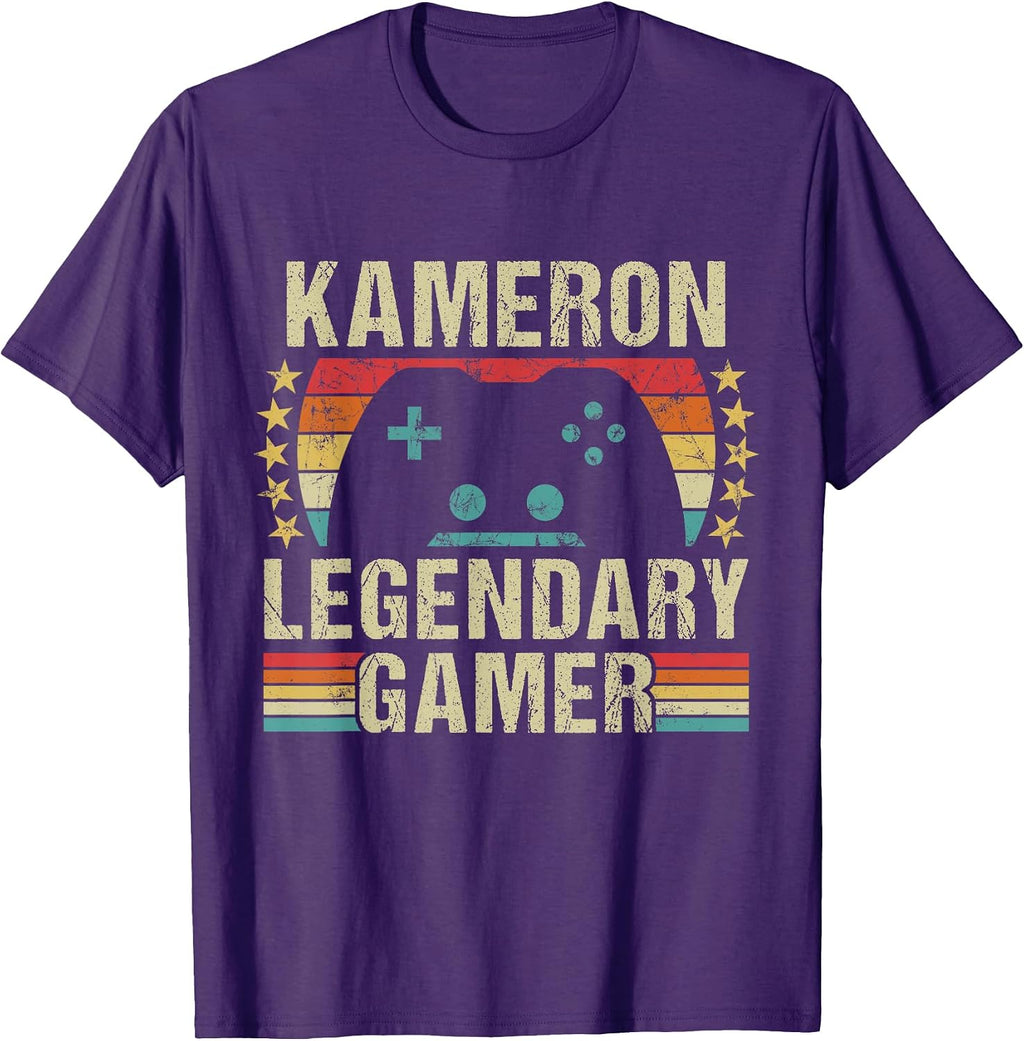 Kameron Gamer Retro Gaming Vintage Game Personalized 70s T-Shirt