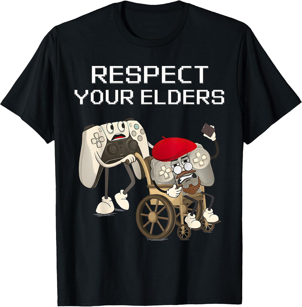 Respect Your Elders Gaming Control Retro Funny Gamer T-Shirt