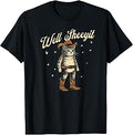 Well Sheeyit Funny Cowboy Cat Vintage Western Humor Art T-Shirt