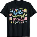 Back to School First Day Hello Second 2nd Grade Teacher Girl T-Shirt