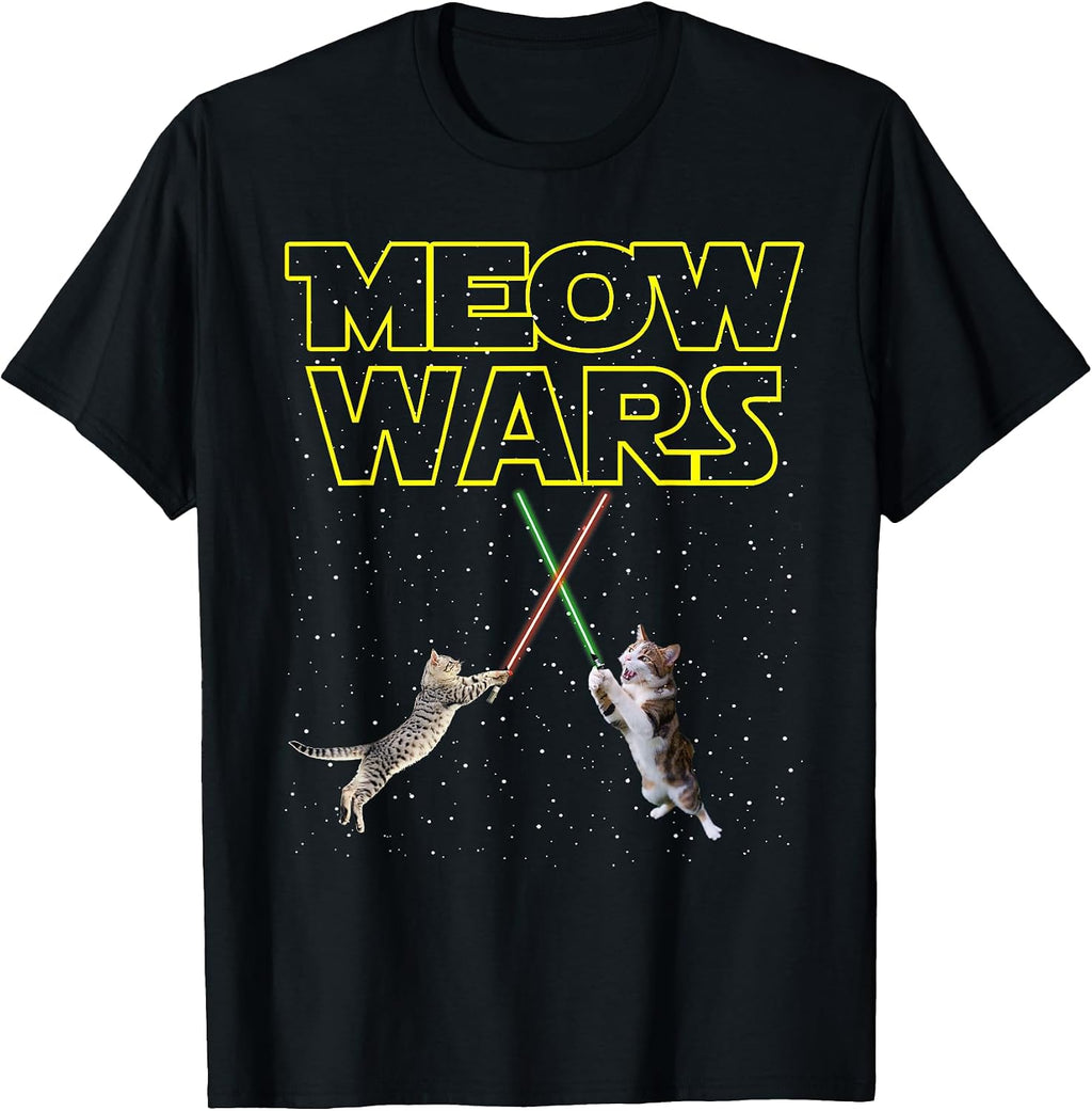 Meow Wars Cat Shirt Funny Gifts for Cats Lovers T-Shirts T-Shirt