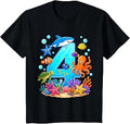 4th Birthday Ocean Sea Animals 4 Years Birthday T-Shirt