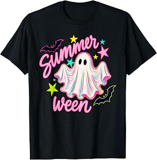 Summerween Funny Ghost Pumpkin Hawaii Beach Summer Halloween T-Shirt