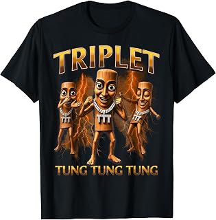 Triple T Tung Tung Tung Sahur Memes for Boys Kids Girls T-Shirt