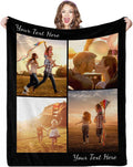 Personalized Photo Blanket, 4 Photos Custom Blankets Photo Blankets Customize for Mom Grandma Wife Women from Daughter Son Husband, 8 Sizes