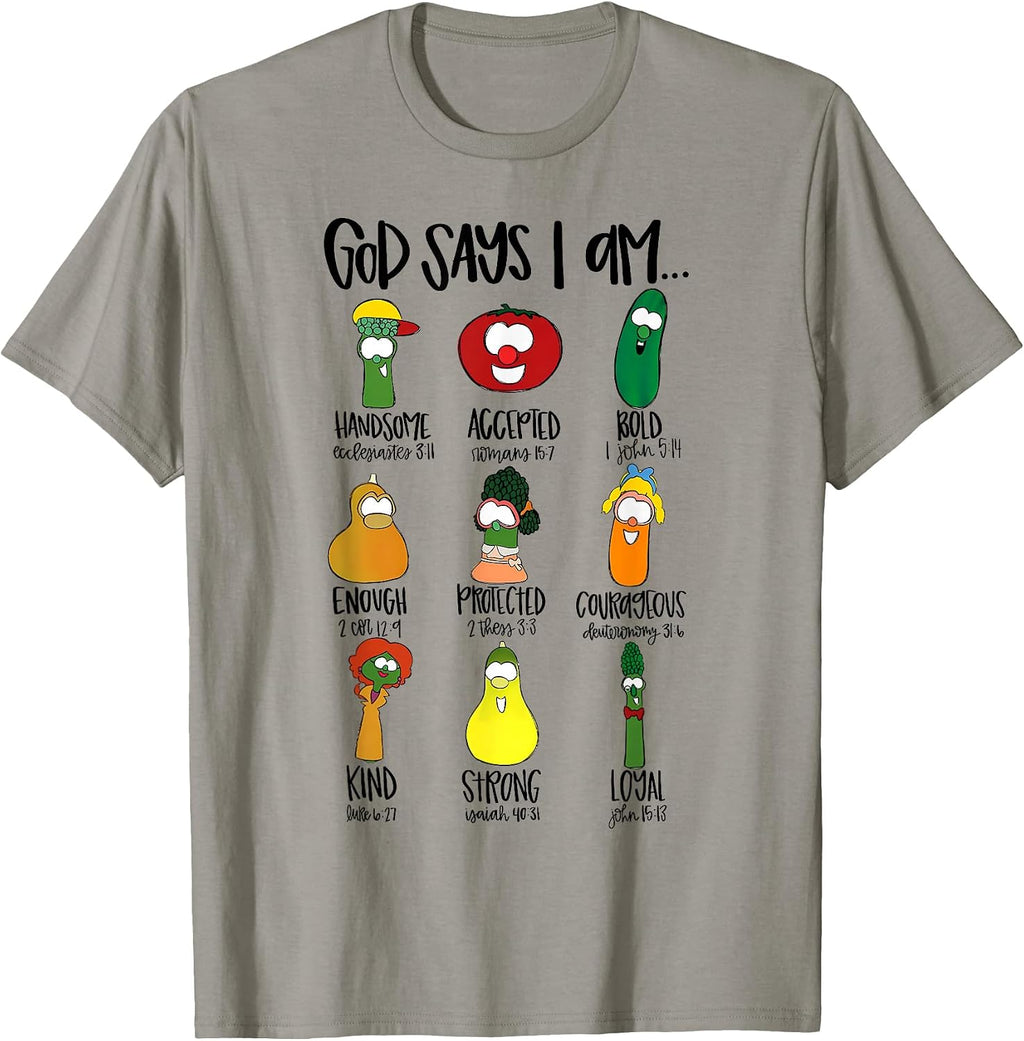 God Says Im Enough Vegetables Doodle Foodie Preppy Aesthetic T-Shirt