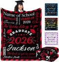 2026 Graduation Gifts, Custom Blanket Graduation Decorations 2026 Red and Black Personalized Fleece Throw Blanket for Kids Adult Party Decor for High School Senior College Student