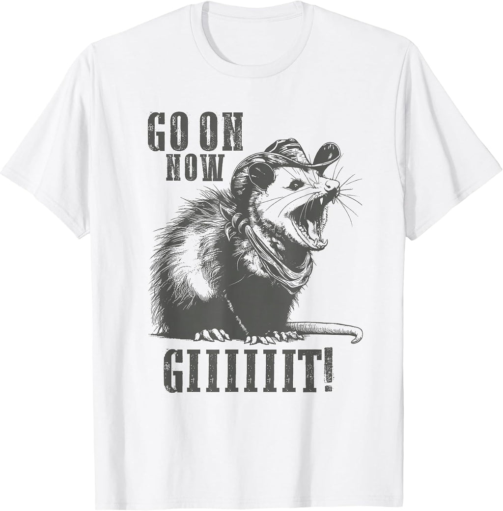Vintage Cowboy Opossum Shirt - Go On Now Git Western Opossum T-Shirt