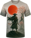 Funny Japanese Samurai T-Shirt Novelty Short Sleeve Crewneck Shirt
