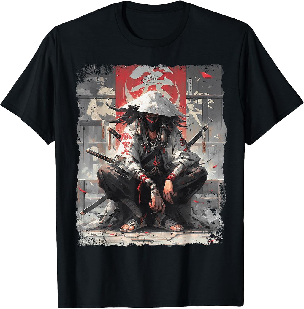 Y2K Samurai Sword Katana Ninja Japan Manga Anime Streetwear T-Shirt