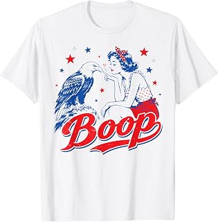 Funny Hand Boop Nose Girl Eagle Funny Patriotic 4th of July T-Shirt