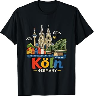 Hand Drawn Cologne Koln Germany Travel Landmark Gift T-Shirt