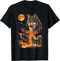 Vintage Wolf Howling At The Moon Meme 90s Animal Graphic Tee T-Shirt