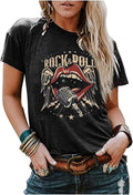 Rock and Roll Shirt Women Vintage Rock Band Concert T-Shirt Casual Graphic Country Music Short Sleeve Tee Tops