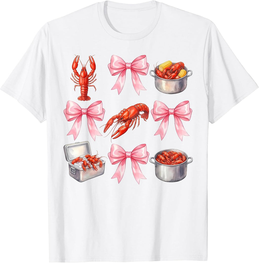 Funny Bow Cute Coquette Crawfish Boil Y2K Girl Aesthetic T-Shirt