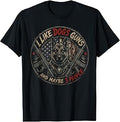 I Like Dogs Guns and Maybe 3 People USA Flag 2nd Amendment T-Shirt