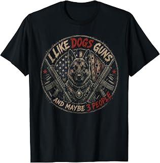 I Like Dogs Guns and Maybe 3 People USA Flag 2nd Amendment T-Shirt