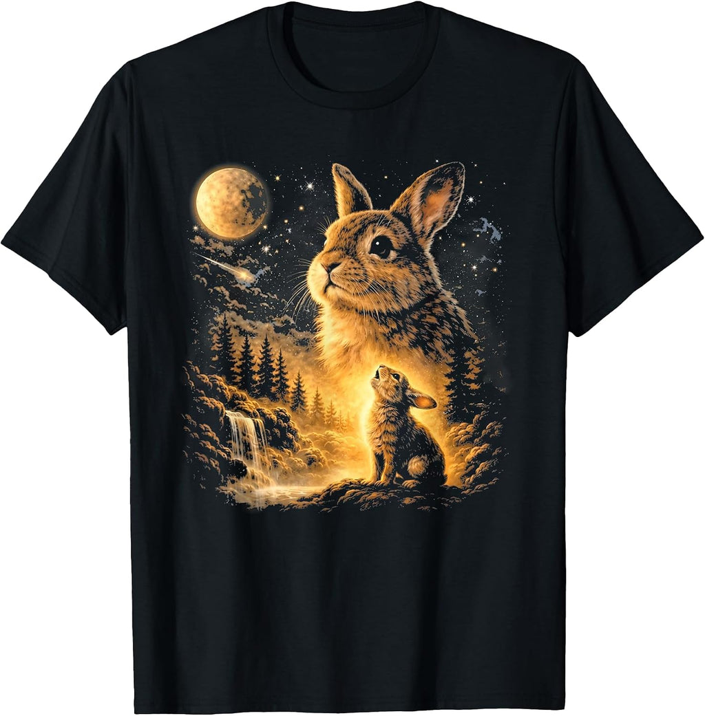Vintage Howling Bunny to The Moon Retro 90s Funny Rabbit T-Shirt