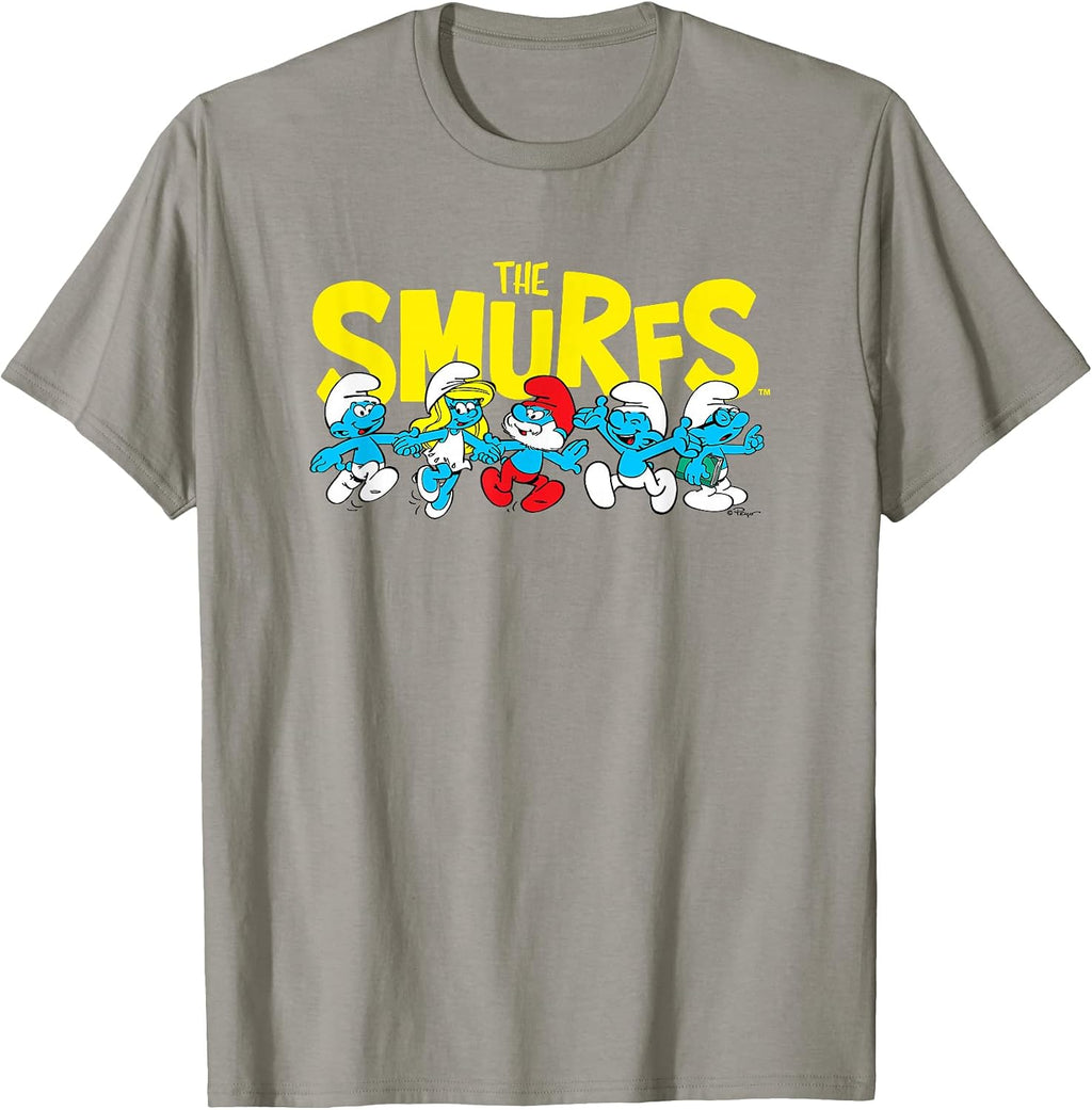 Logo with Smurfs Cast Retro Cartoon T-Shirt