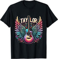 Girl Retro Taylor First Name Personalized Groovy 80's T-Shirt