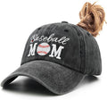 Women's Embroidered Adjustable Ponytail Hat Messy High Bun Baseball Cap